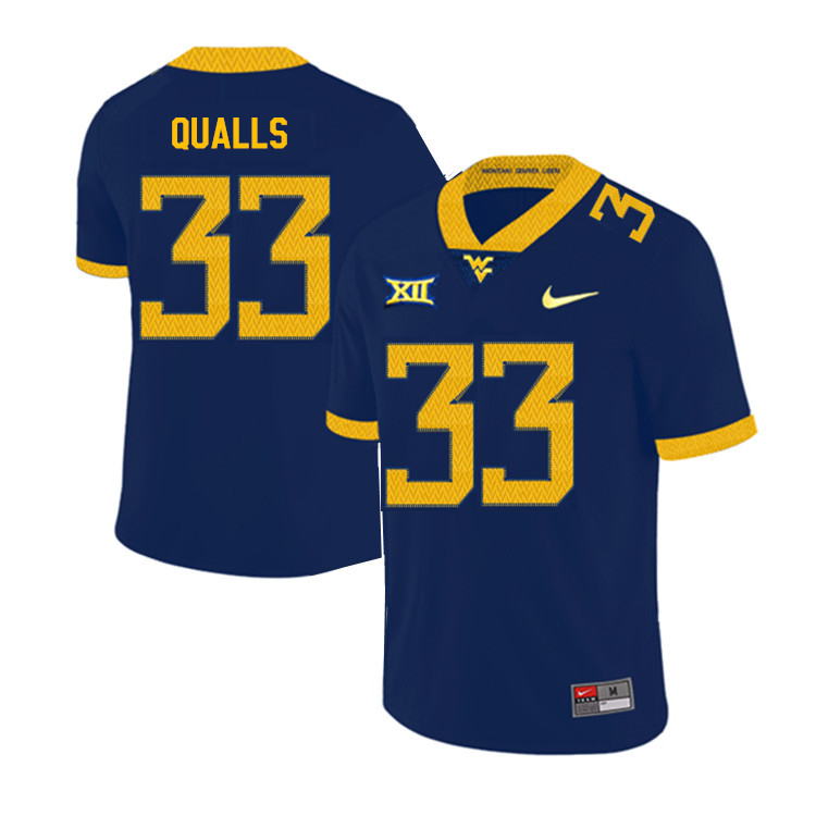 NCAA Men's Quondarius Qualls West Virginia Mountaineers Navy #33 Nike Stitched Football College 2019 Authentic Jersey RA23K03CT
